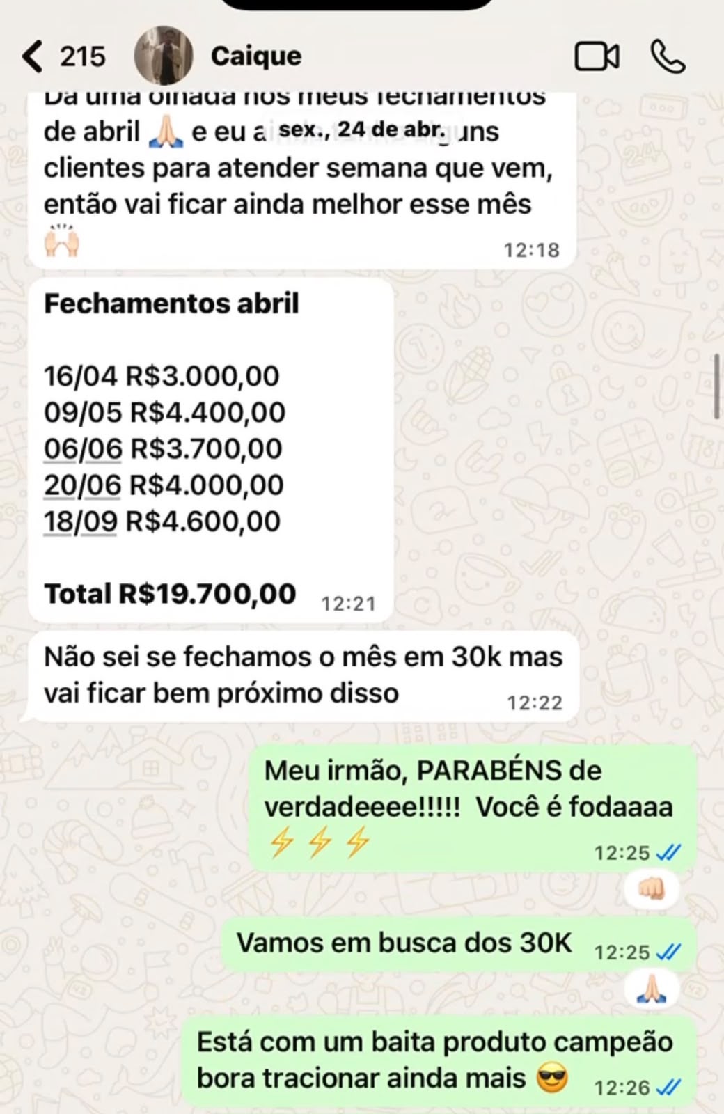 Depoimento de aluno